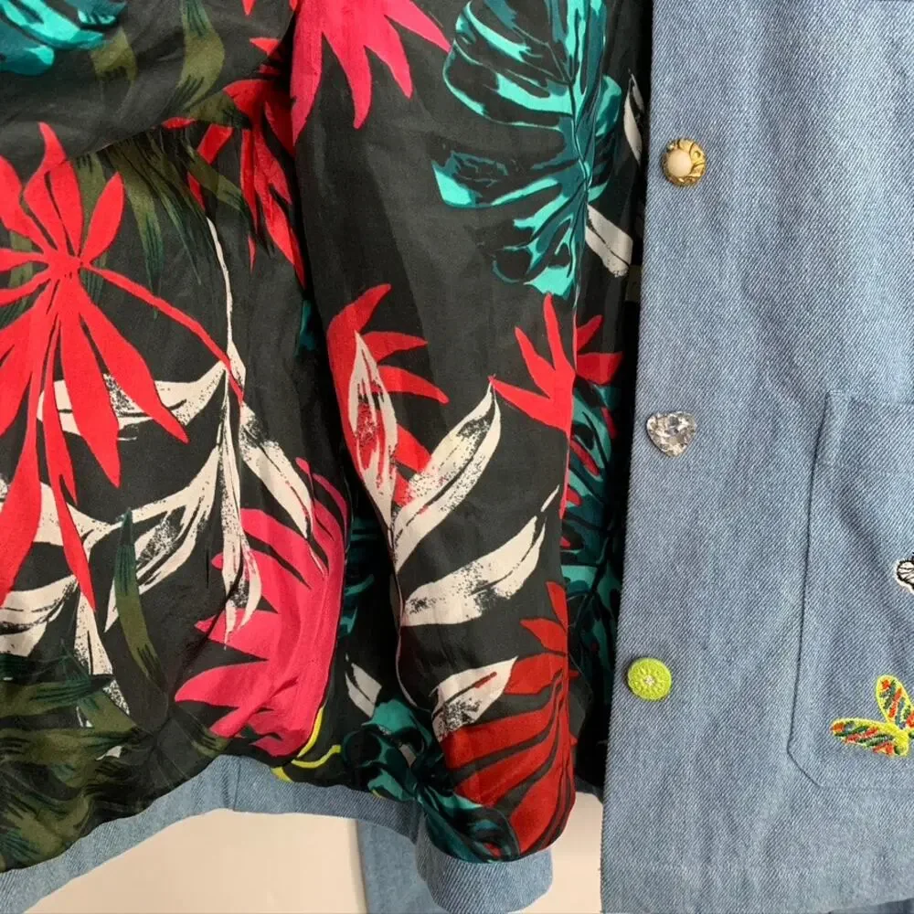 Meghan Fabulous Boheme Butterfly Bomb Jacket Denim Womens Small - Picture 9 of 16